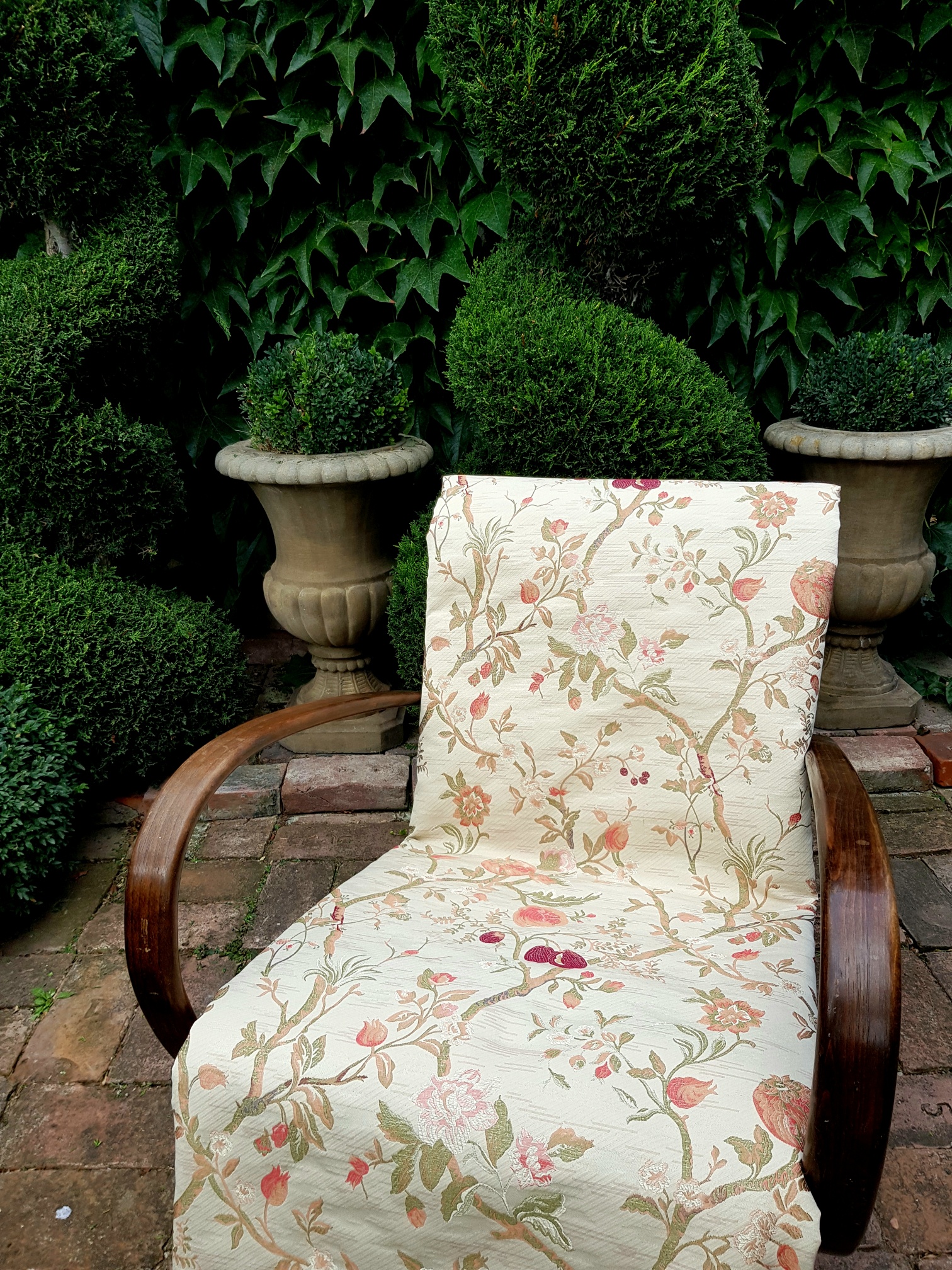 Rostliny a plody v bordó na béžové